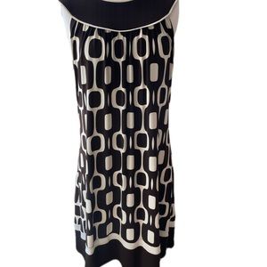 Petite Brown Mod Print Babydoll Dress 10P brown cream